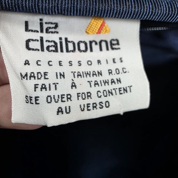 Liz Claiborne Nautical Tote Travel Bag Duffle Anchor Small Nylon Blue Yellow 90s - Picture 10 of 16